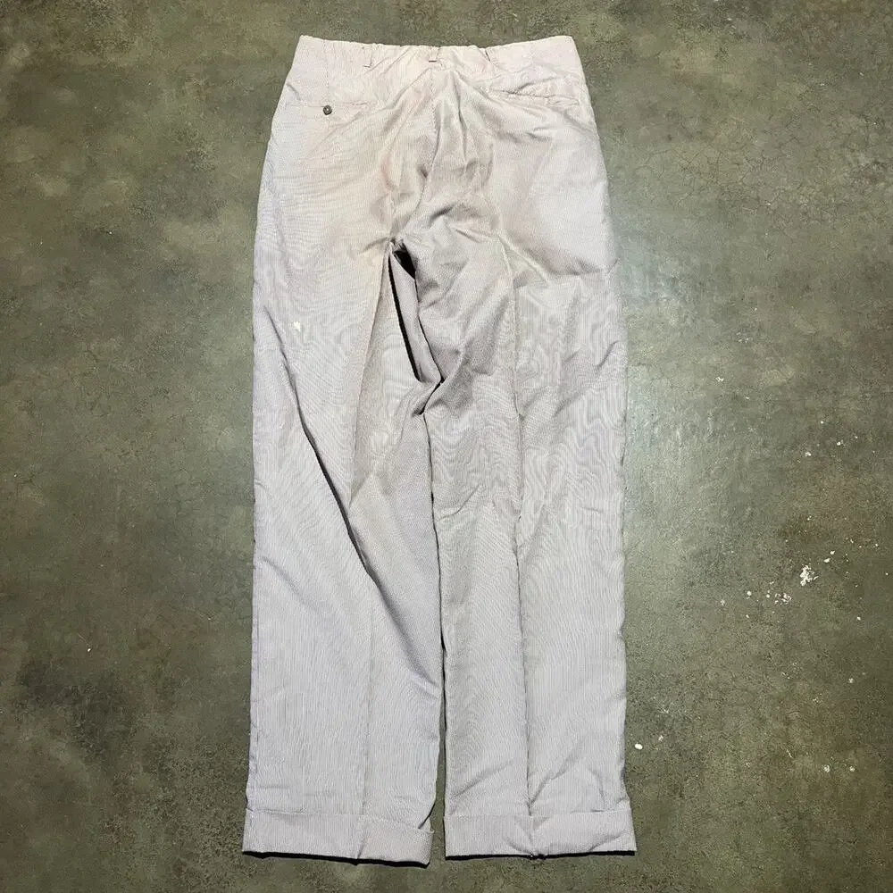Vintage 60s Brown Striped Seersucker Nylon Pants 32x32
